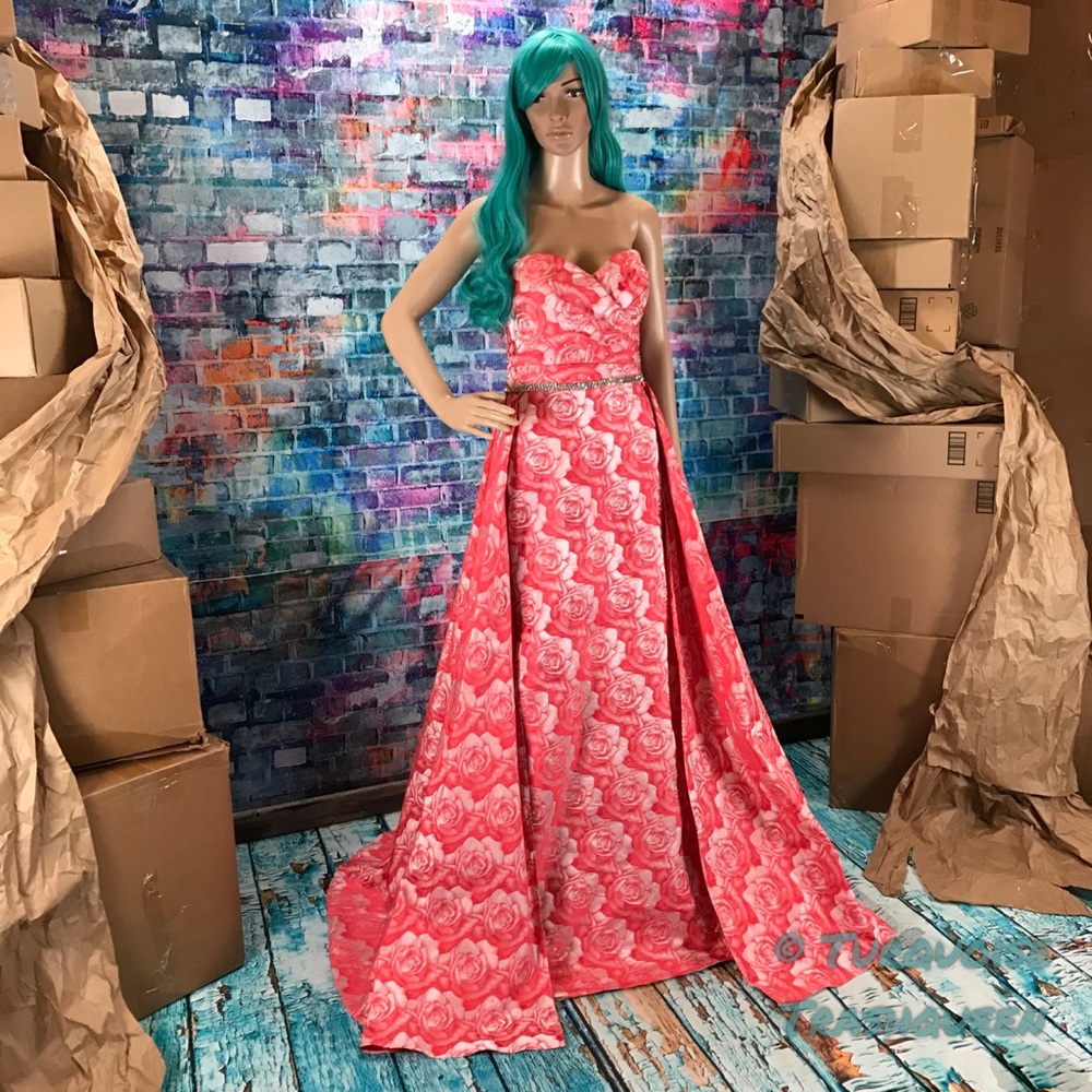 JOVANI Pink Rose Overskirt Gown with Train! #45934